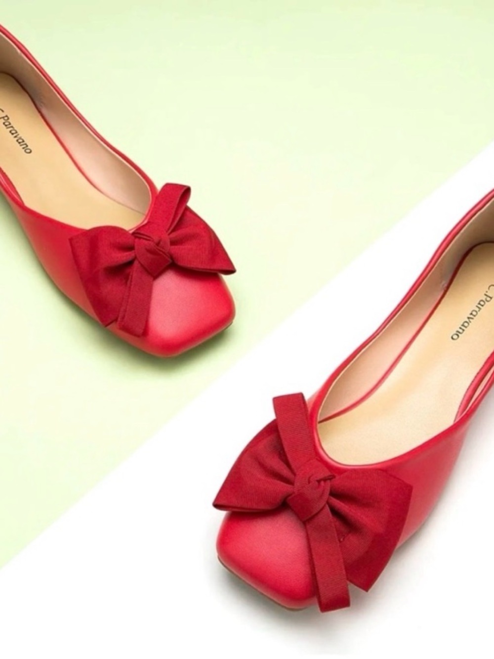 NEW C. Paravano Red Eva Bow Ballerina Flats